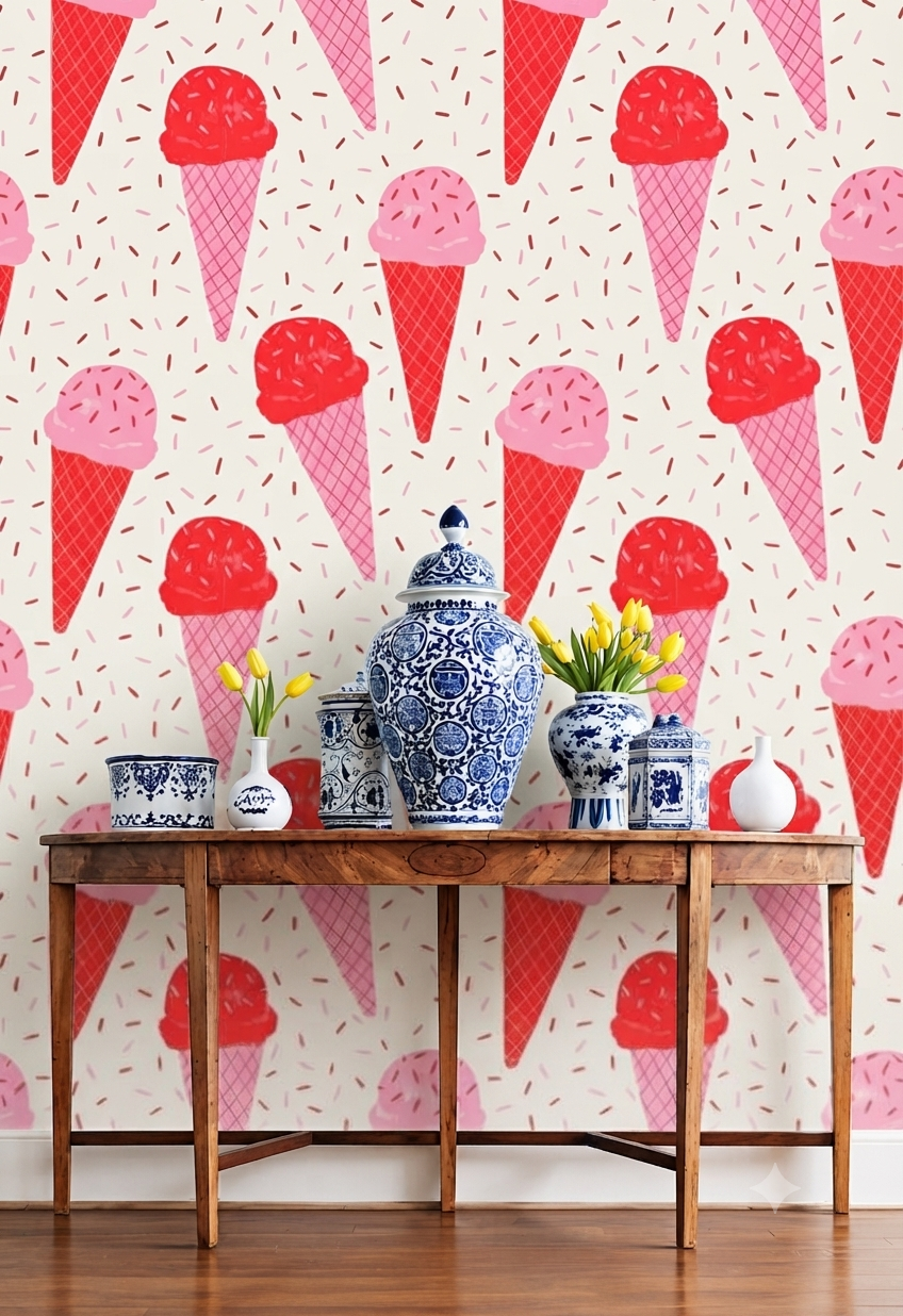 Cute Underwater Fish Cartoon Wallpaper | Blue Fish, Seashell & Starfish Ocean Theme Decorative Wall Wallpaper (Copy)